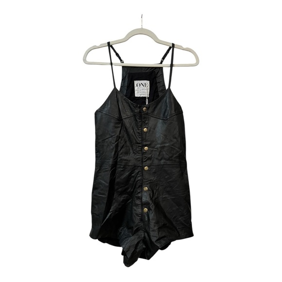 One Teaspoon Angels Leather Black Button-Up Romper/Jumpsuit Straps Small NWT - Picture 2 of 13
